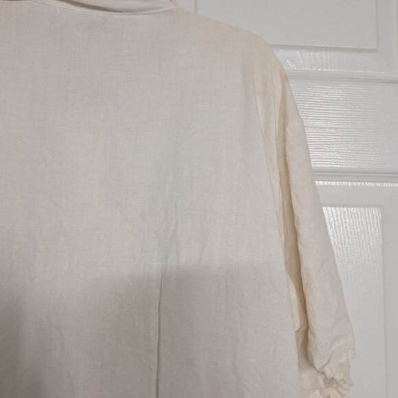 CP Shades Linen Cotton Shirt Womens Size Large White Button Front Short Sleeve - Picture 8 of 13